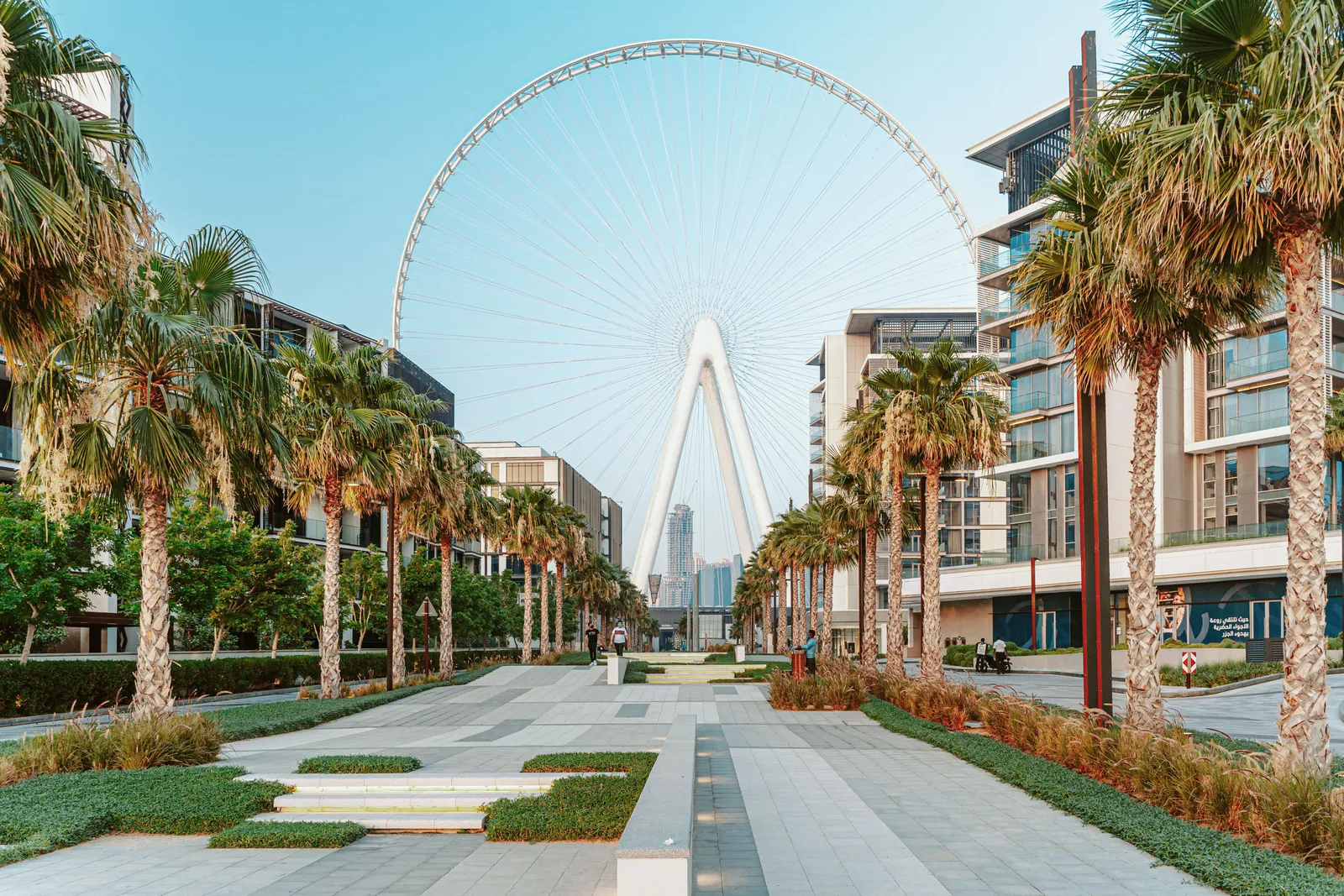 The pedestrian bridge connecting Bluewaters Island to the JBR beachfront in Dubai