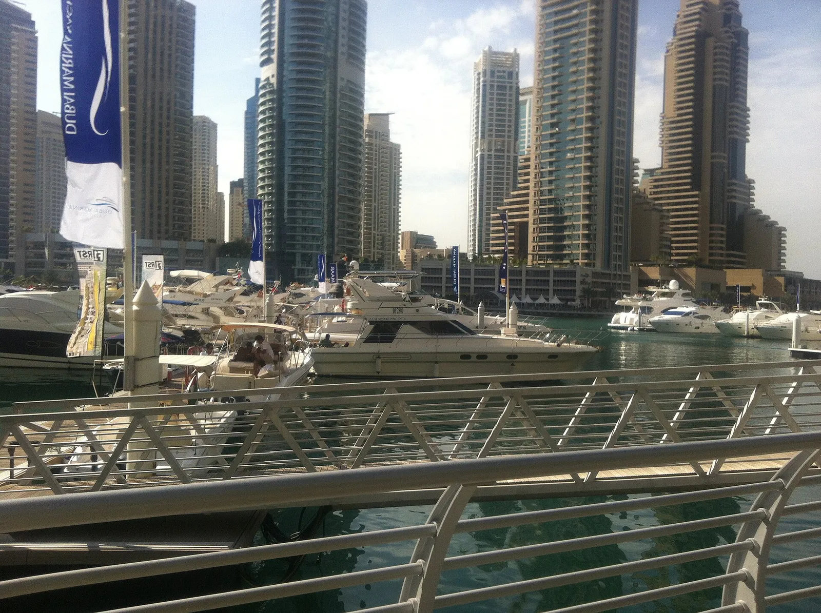 Yachts and towers at Dubai Marina, United Arab Emirates
