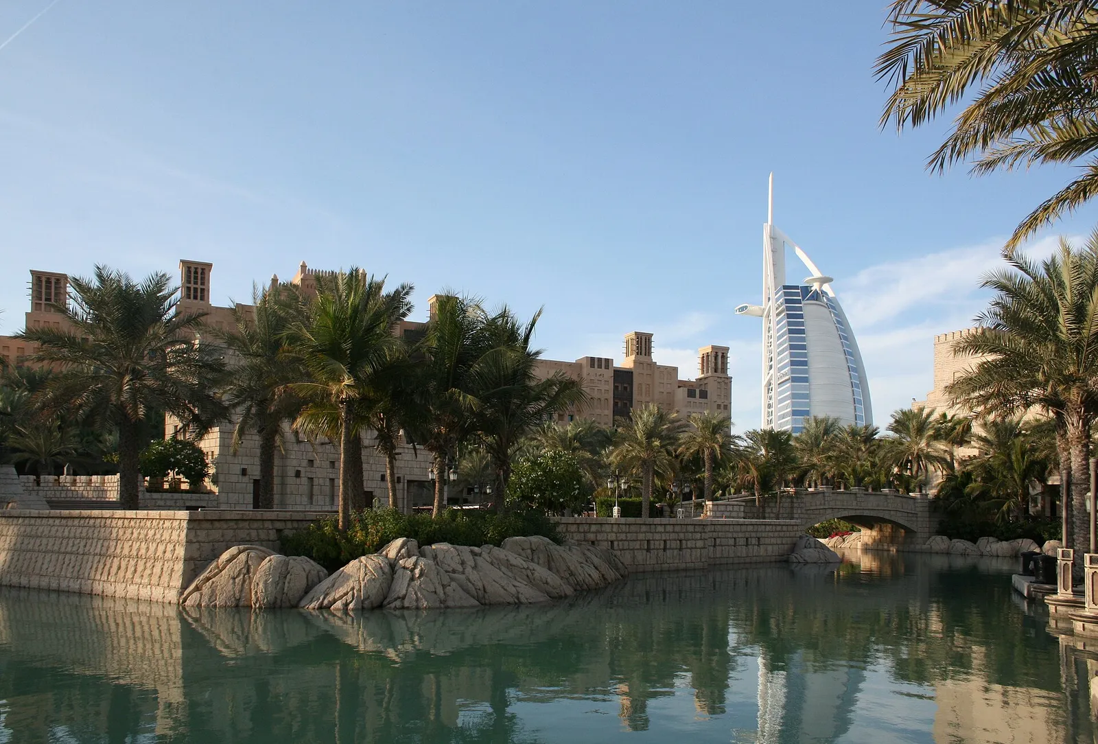 The Burj Al Arab hotel seen from the Jumeirah coast, Dubai, United Arab Emirates