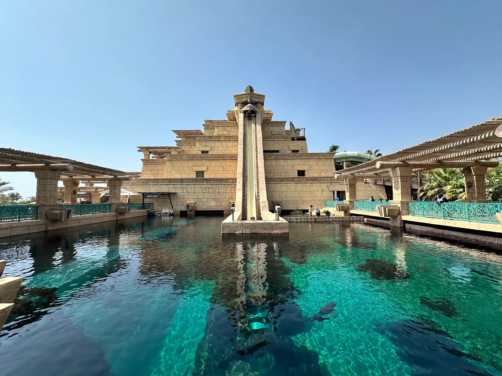 Aquaventure Waterpark at Atlantis The Palm in Dubai with towering water slides