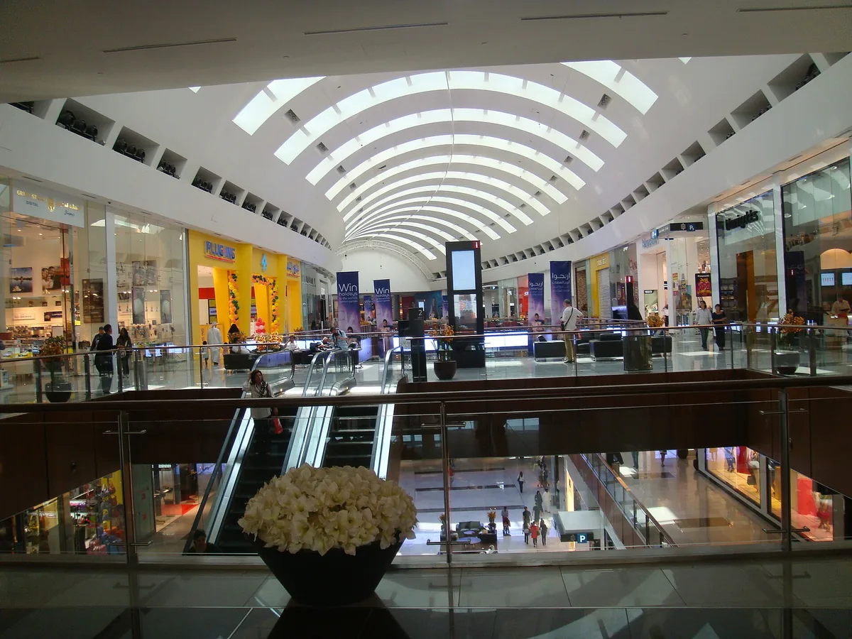 Mall levels of shops under a vaulted ceiling